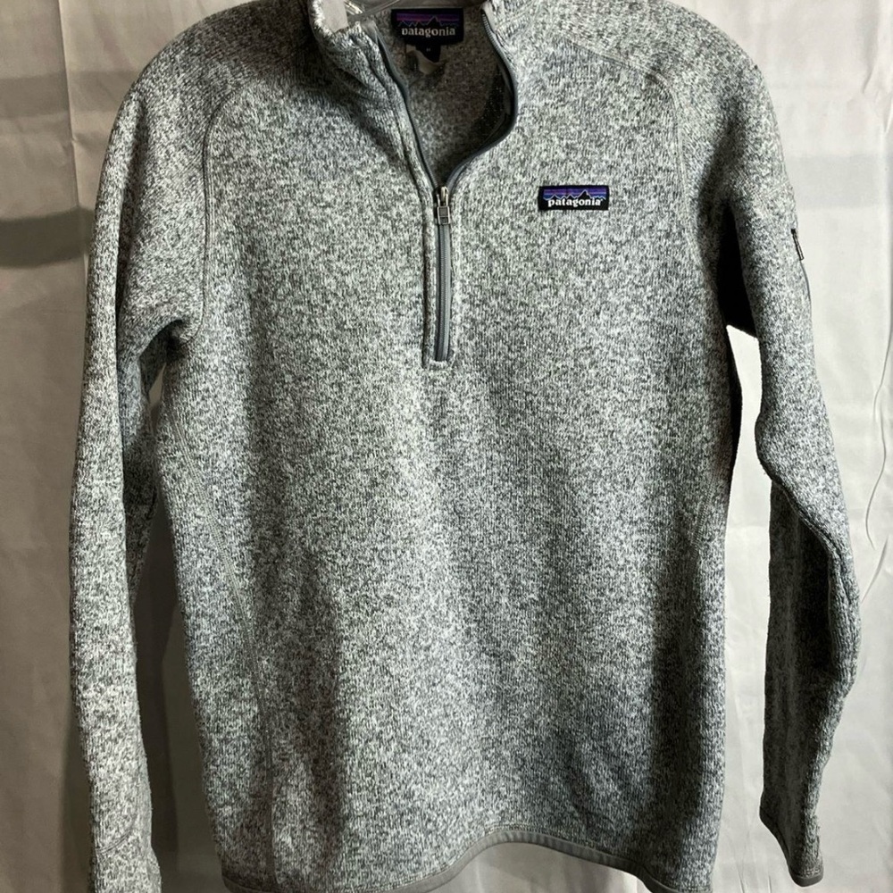 Patagonia Gray Zip Up Sweater with Marled Texture
